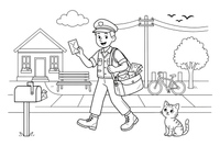 A mail carrier with a bag full of mail – Busy Job Workers coloring page