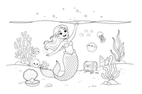 Mermaid swimming up toward the sparkling surface – Mystical Mermaid coloring page