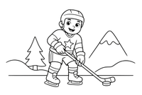 A hockey player skating with the puck – Winter Sports Adventure coloring page