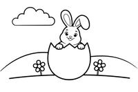 A bunny peeking out of an egg – Easter Bunny and Eggs coloring page