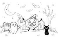 Halloween spooky – Halloween Autumn Characters coloring page