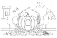 A magic carriage shaped like a pumpkin with big round wheels – Charming Cinderella Story coloring page