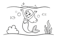 Mermaid swimming up toward the sparkling surface – Mystical Mermaid coloring page