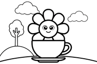Marigold a flower in a teacup – Marigold Flower Garden coloring page