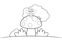A tiny fairy sitting on a mushroom – Mushrooms coloring page