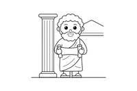 A Greek philosopher in a toga holding a scroll – Historic People Around the World coloring page