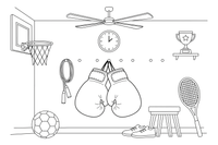 A pair of boxing gloves hanging together – Sports Gear Object coloring page
