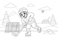 A hockey player skating with the puck – Winter Sports Adventure coloring page