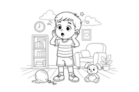A surprised child with wide eyes and an open mouth – Feelings coloring page