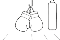 A pair of boxing gloves hanging together – Sports Gear Object coloring page