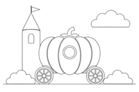 A magic carriage shaped like a pumpkin with big round wheels – Charming Cinderella Story coloring page