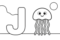 Letter J with a jellyfish – Alphabet Alphabet coloring page