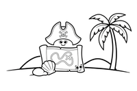 A pirate hat and treasure map – Adventurous Pirate coloring page