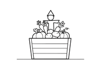 A wooden crate full of carrots, potatoes and beets – Autumn Harvest coloring page
