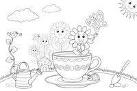Marigold a flower in a teacup – Marigold Flower Garden coloring page