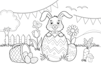 A bunny peeking out of an egg – Easter Bunny and Eggs coloring page