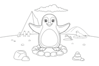 A penguin standing by its nest of stones on the ice – Animal Homes coloring page