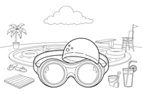 A swimming goggles and a cap – Sports Gear Object coloring page