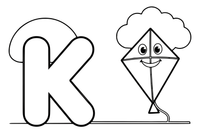 Letter K with a kite – Alphabet Alphabet coloring page