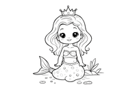 Mermaid Princess with a Crown – Mystical Mermaid coloring page