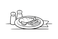A plate of fish and chips – World Food Delights coloring page