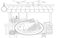 A plate of fish and chips – World Food Delights coloring page