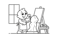 A sculptor shaping a statue with tools – Creative Artist Performer coloring page