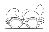 A swimming goggles and a cap – Sports Gear Object coloring page