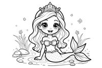 Mermaid Princess with a Crown – Mystical Mermaid coloring page