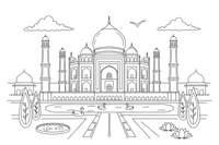 The Taj Mahal with its domes – Famous Landmarks coloring page