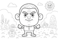 An angry man with furrowed brows – Feelings coloring page
