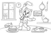 A child wearing a wolf mask – Pancake Day Winter Treat coloring page