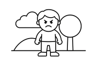 An angry man with furrowed brows – Feelings coloring page