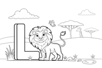 Letter L with a lion – Alphabet Alphabet coloring page