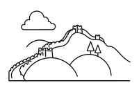 The Great Wall of China winding over hills – Famous Landmarks coloring page