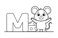 Letter M with a mouse – Alphabet Alphabet coloring page