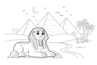 The Pyramids of Giza with the Sphinx – Famous Landmarks coloring page