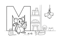 Letter M with a mouse – Alphabet Alphabet coloring page