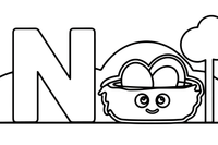 Letter N with a nest – Alphabet Alphabet coloring page