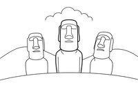 The Moai stone statues of Easter Island – Famous Landmarks coloring page