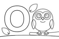 Letter O with an owl – Alphabet Alphabet coloring page