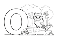 Letter O with an owl – Alphabet Alphabet coloring page