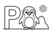 Letter P with a penguin – Alphabet Alphabet coloring page