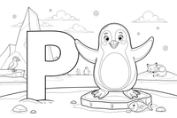Letter P with a penguin – Alphabet Alphabet coloring page