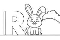 Letter R with a rainbow – Alphabet Alphabet coloring page