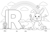 Letter R with a rainbow – Alphabet Alphabet coloring page