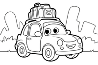 Car carrying luggage on the roof – Car City Driving Scenes coloring page