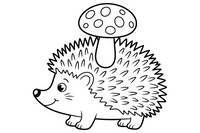 A hedgehog carrying a mushroom on its spines – Hedgehog coloring page