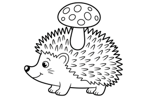 A hedgehog carrying a mushroom on its spines – Hedgehog coloring page