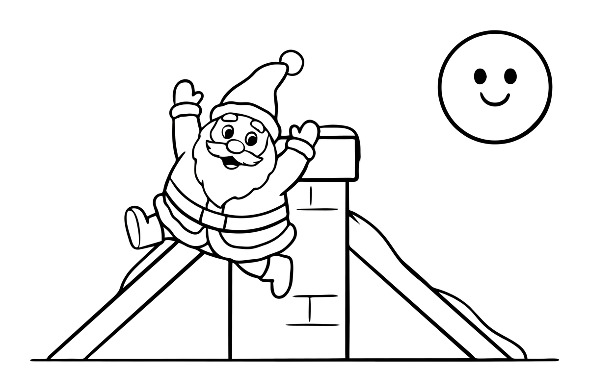 Santa going down a chimney – Santa Christmas Winter coloring page